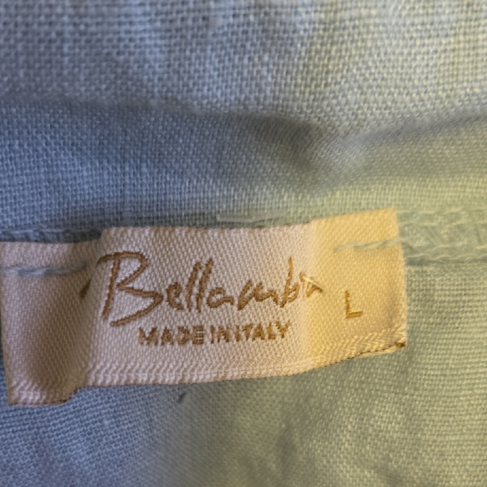 Bellamoda Light Blue Linen-Blend Midi Dress - Picture 2 of 6